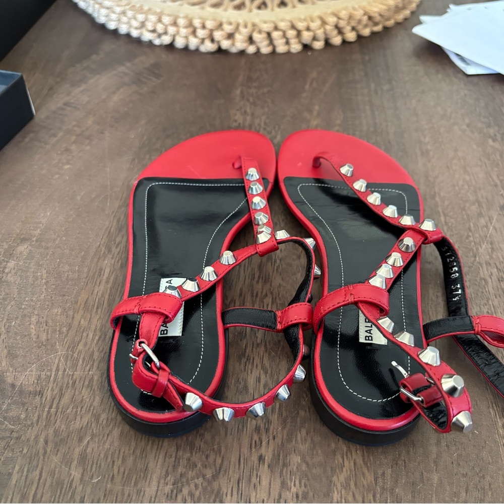 Balenciaga Red Studded Sandals - Picture 2 of 3